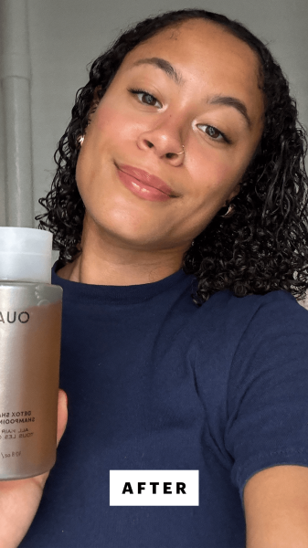 Allure commerce editorial assistant Hailey Roy after using the Ouai The Detox Shampoo