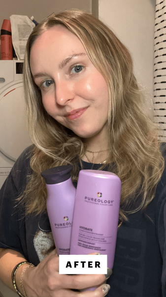 Kinonen after applying the Pureology Hydrate Moisturizing Shampoo and Conditioner